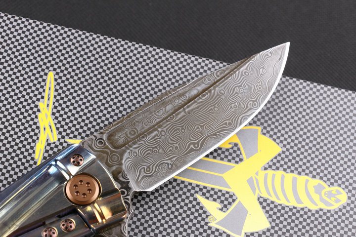 Microtech Choi bamboo Titanium handle American Damascus knife UD402378